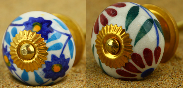 Möbelknöpfe aus Keramik sowie Holz