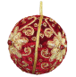 Preview: Edle Baumkugel aus Samt , reichlich verziert - rot