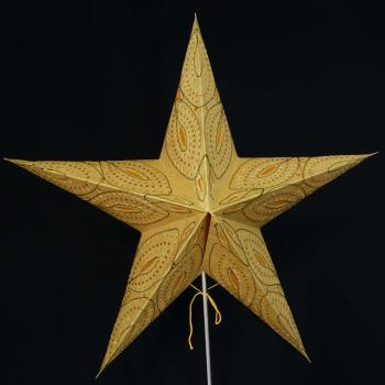 Siddharta Batik Glitter/Gold - Faltbarer Leuchtstern, Weihnachtsstern aus Papier mit 5 Zacken, 60 cm