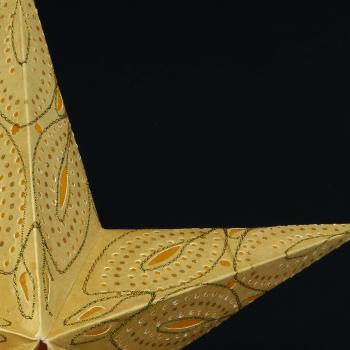 Siddharta Batik Glitter/Gold - Faltbarer Leuchtstern, Weihnachtsstern aus Papier mit 5 Zacken, 60 cm