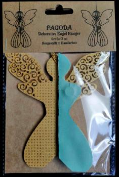 Preview: Wabenengel - Dekohänger türkis & gold 12 cm