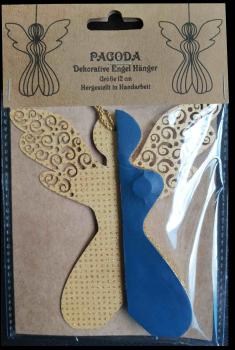 Preview: Wabenengel - Dekohänger blau/gold 12 cm