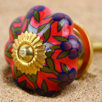 Keramik-Knauf bunt Blume