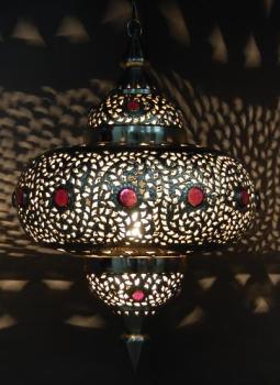 Hängelampe "JUWEL" rot Metall silberfarb. H 75 x B 42 cm