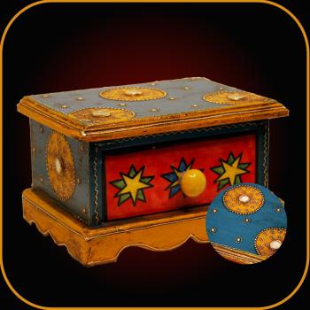 Preview: Deko Minischränkchen mit 1 bunten Keramikschubladen für Gewürze/Schmuck u.s.w.