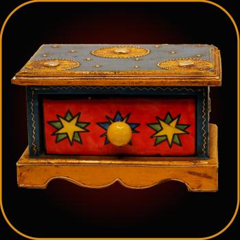 Preview: Deko Minischränkchen mit 1 bunten Keramikschubladen für Gewürze/Schmuck u.s.w.