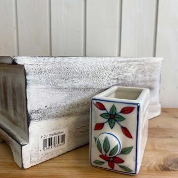 Preview: Holzbord 4 rundliche Keramikschubladen bunt 31x13x13 cm, Holz weiß