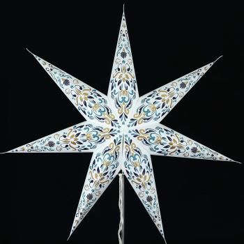 KISAAN white - Foldable glowing star, paper poinsettia with 7 points, 60 cm