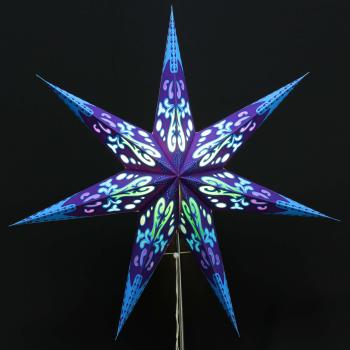 Blue Curves Tricolor  - Faltbarer Leuchtstern, Weihnachtsstern aus Papier mit 7 Zacken, 60 cm
