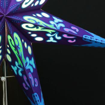 Preview: Blue Curves Tricolor  - Faltbarer Leuchtstern, Weihnachtsstern aus Papier mit 7 Zacken, 60 cm