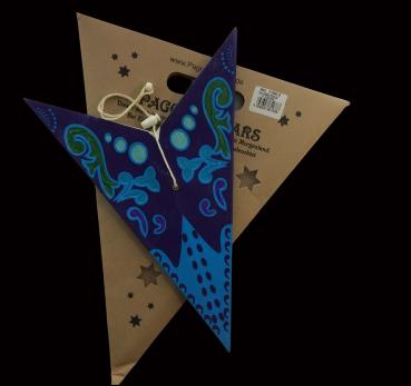 Blue Curves Tricolor  - Faltbarer Leuchtstern, Weihnachtsstern aus Papier mit 7 Zacken, 60 cm