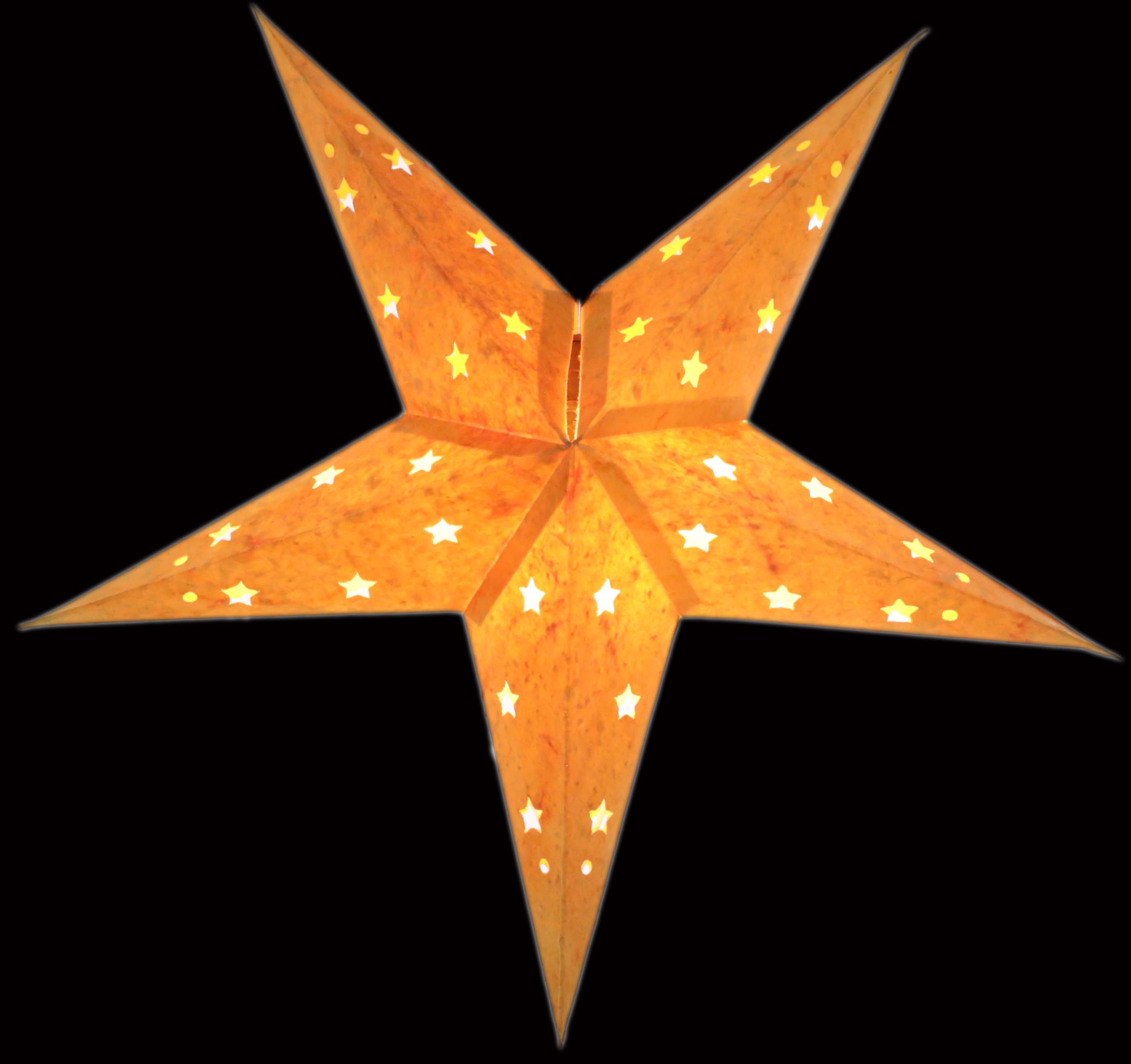 Pagodashop - Baby Lotus Orange - Faltbarer Leuchtstern, Weihnachtsstern aus  Papier mit 5 Zacken, 40 cm