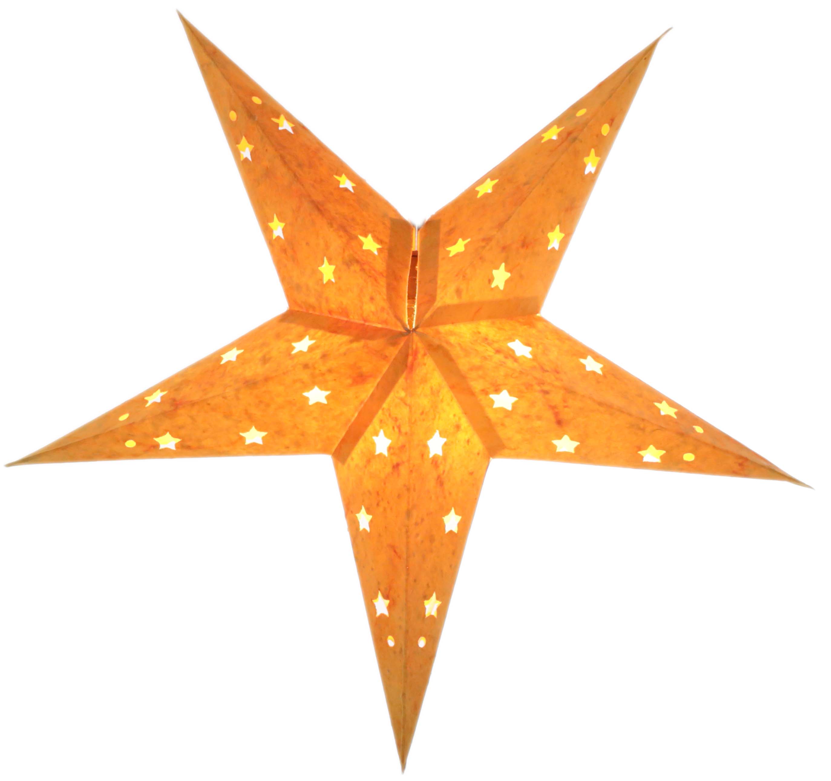Pagodashop - Baby Lotus Orange - Faltbarer Leuchtstern, Weihnachtsstern aus  Papier mit 5 Zacken, 40 cm