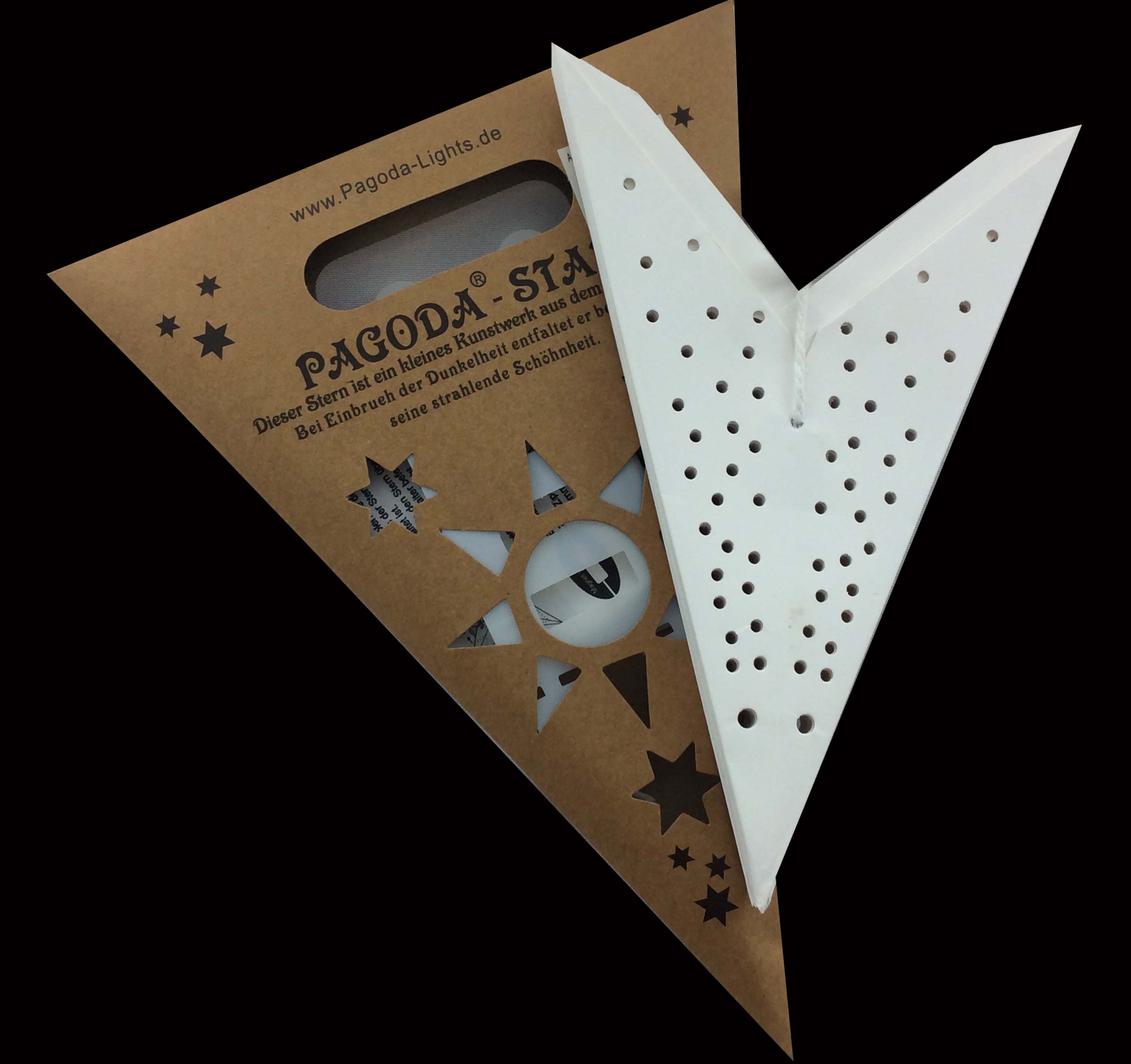 Pagodashop - Baby Anemone Wei - Faltbarer Leuchtstern, Weihnachtsstern aus  Papier mit 9 Zacken, 40 cm