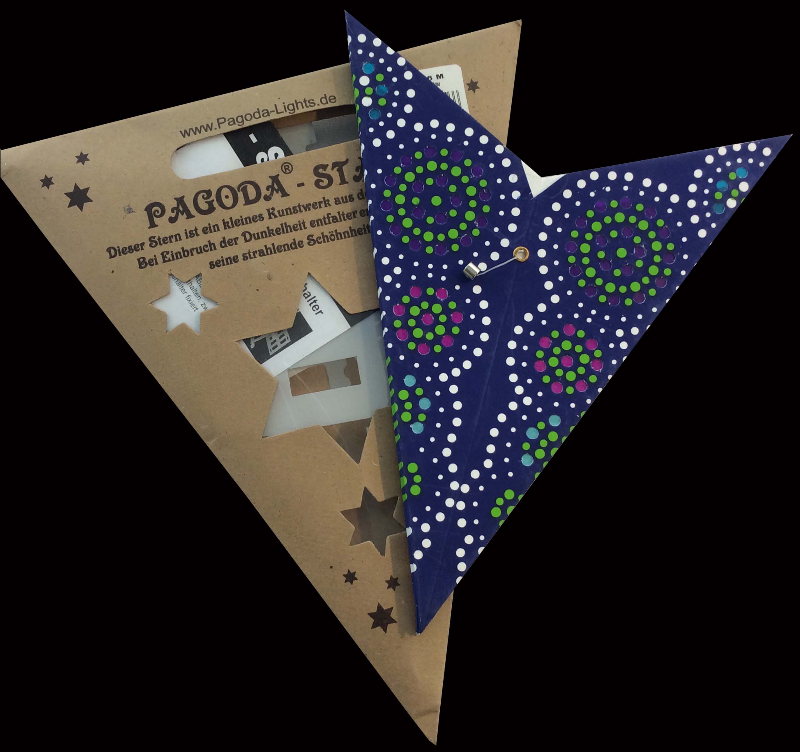 Pagodashop - Baby Rondo Blau - Faltbarer Leuchtstern, Weihnachtsstern aus  Papier mit 5 Zacken, 40 cm