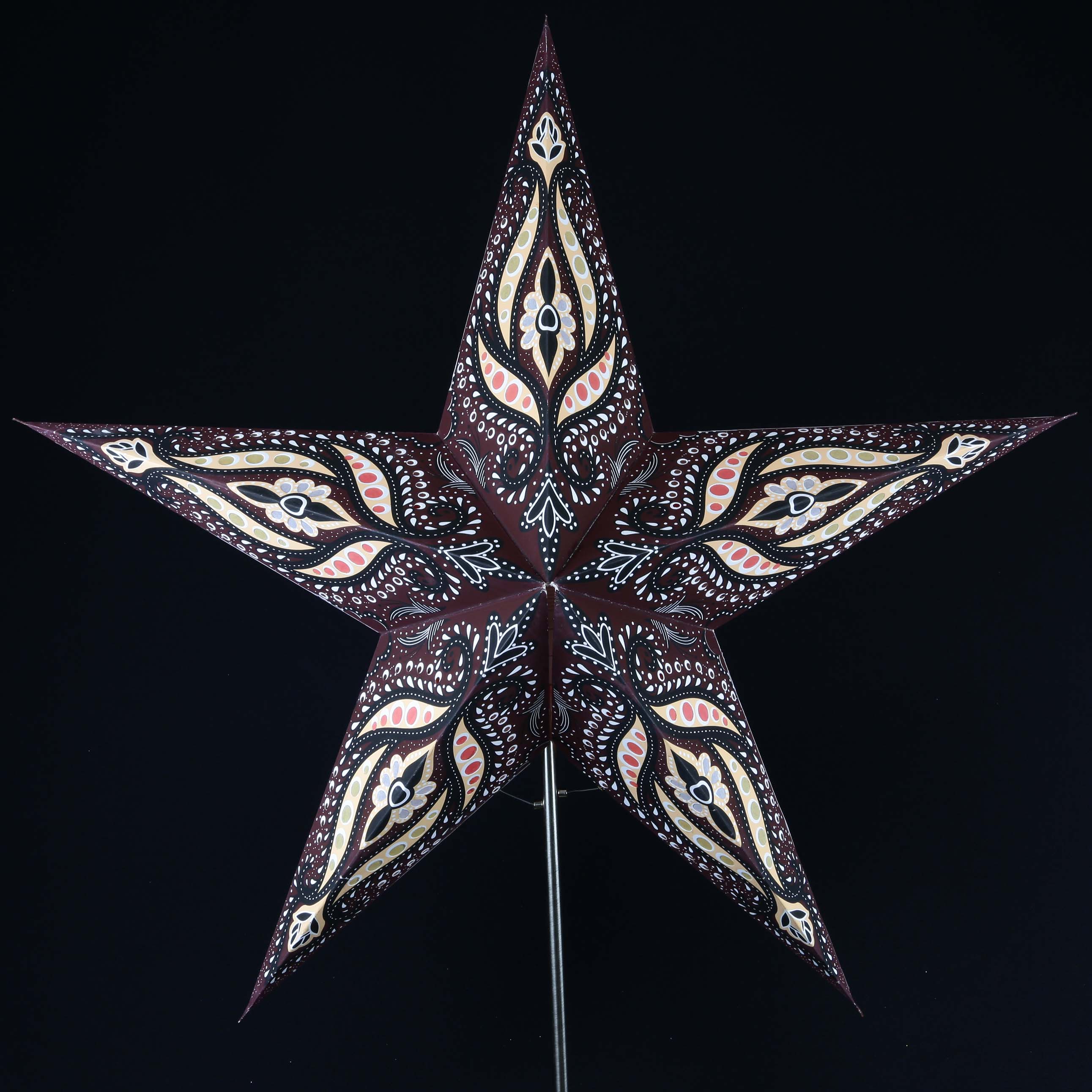 Pagodashop - Sirius braun - Faltbarer Leuchtstern, Weihnachtsstern aus  Papier mit 5 Zacken, 60 cm