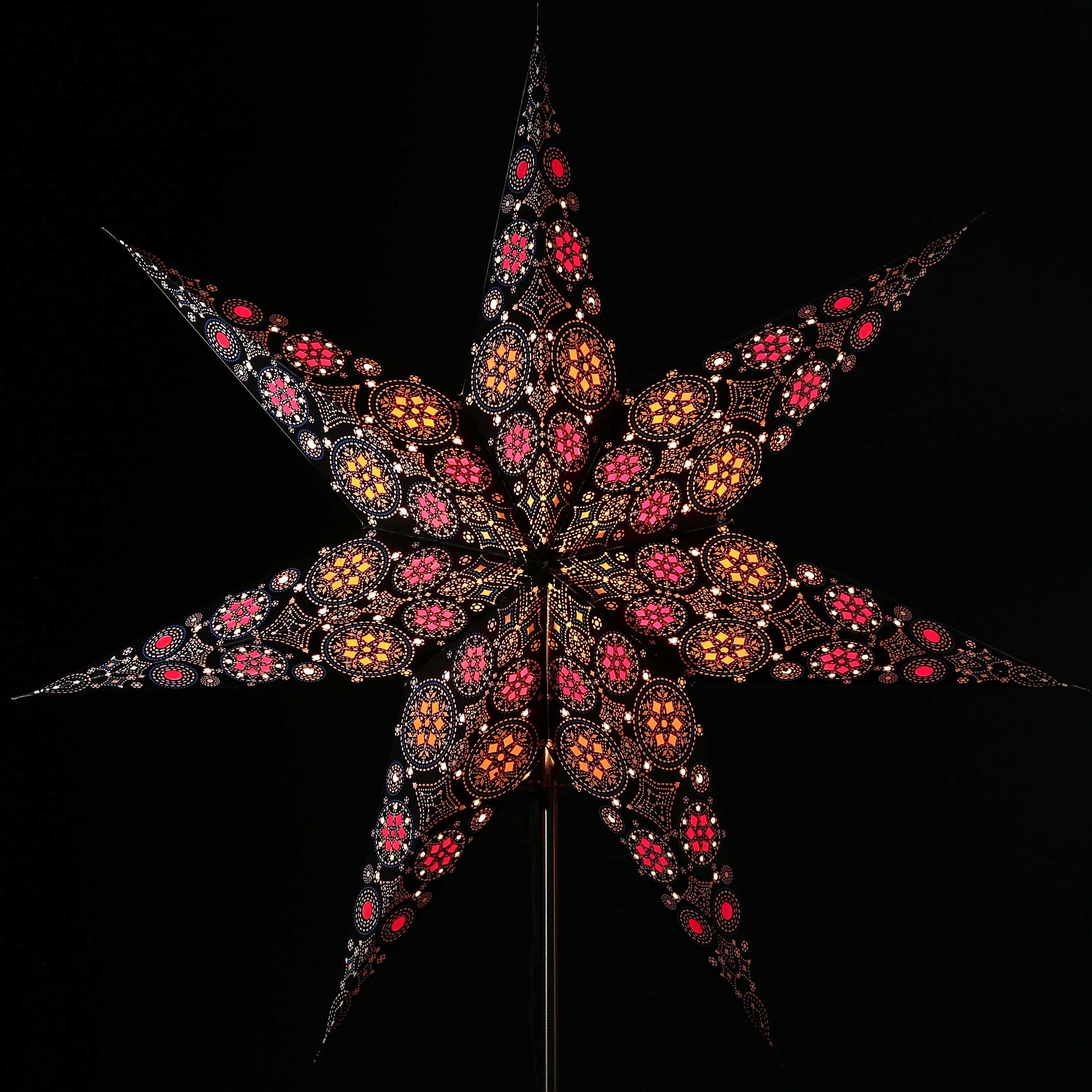 Pagodashop - NINA schwarz - Faltbarer Leuchtstern, Weihnachtsstern aus  Papier mit 7 Zacken, 60 cm