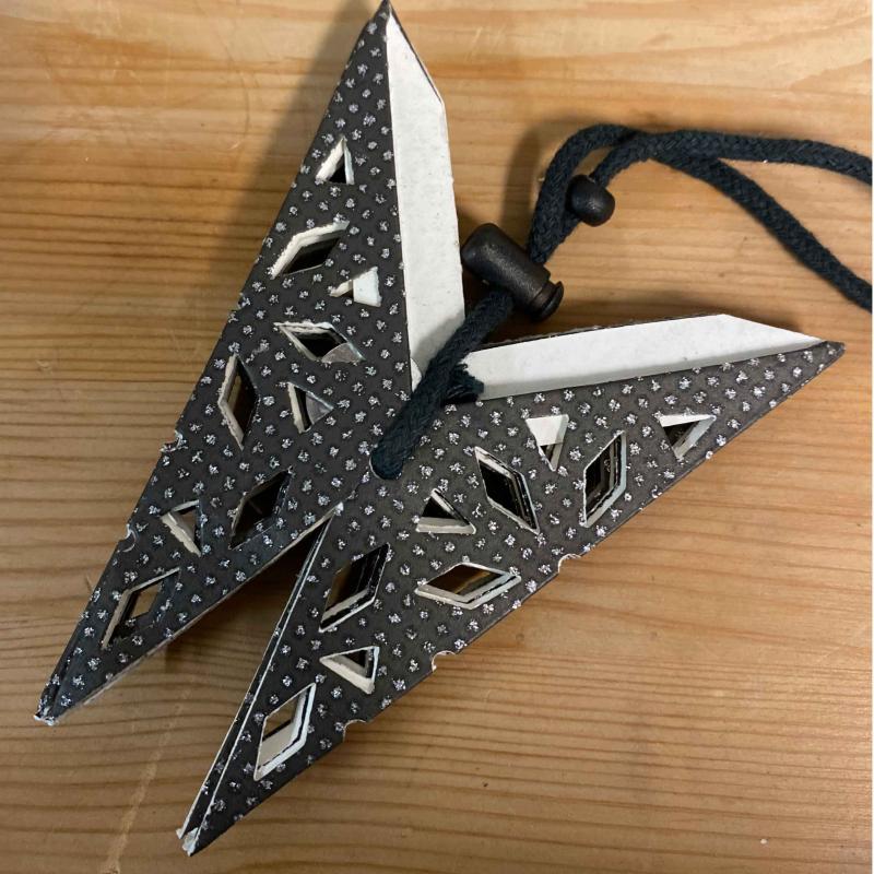 Origami Mini Schneeflocke  schwarz mit Silberpunkten - 20 cm - Kopie