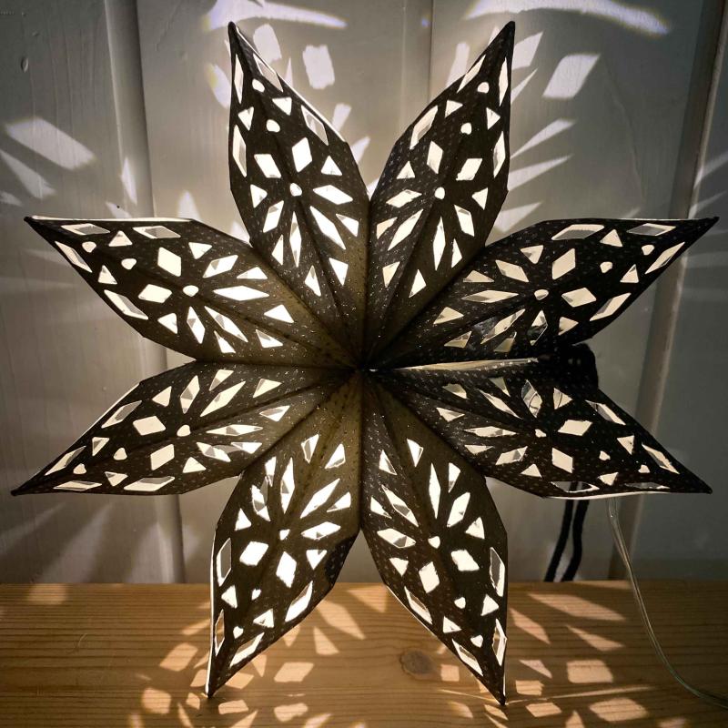 Origami Mini Schneeflocke  schwarz mit Silberpunkten - 20 cm - Kopie