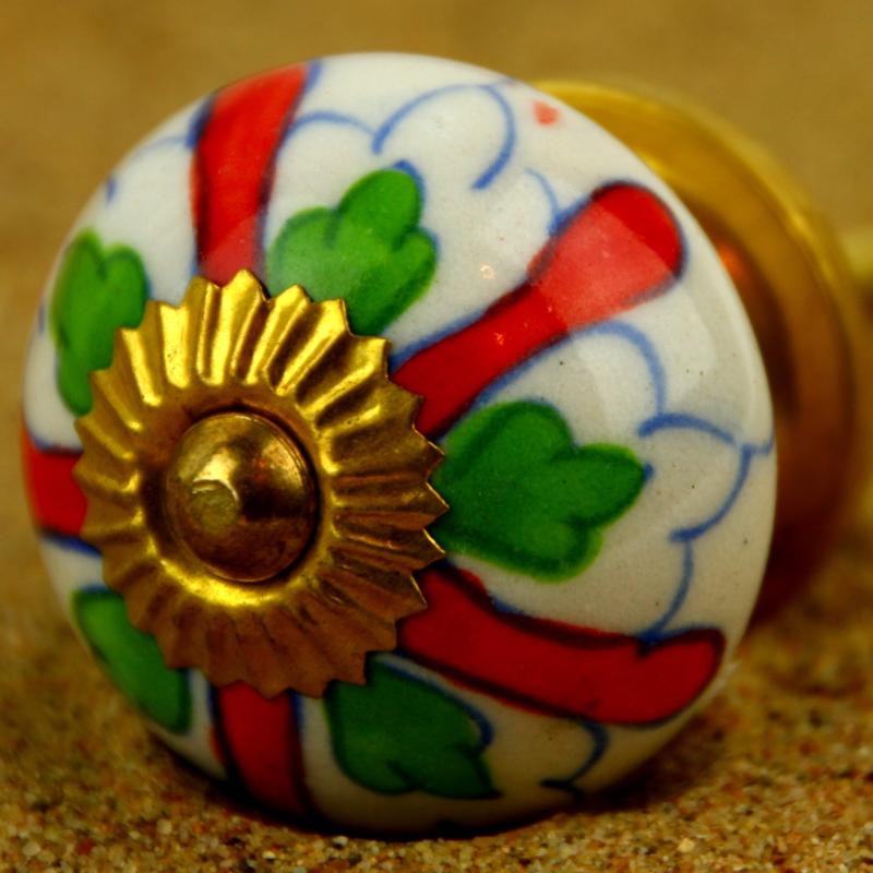 Keramik-Knauf rot-weiß