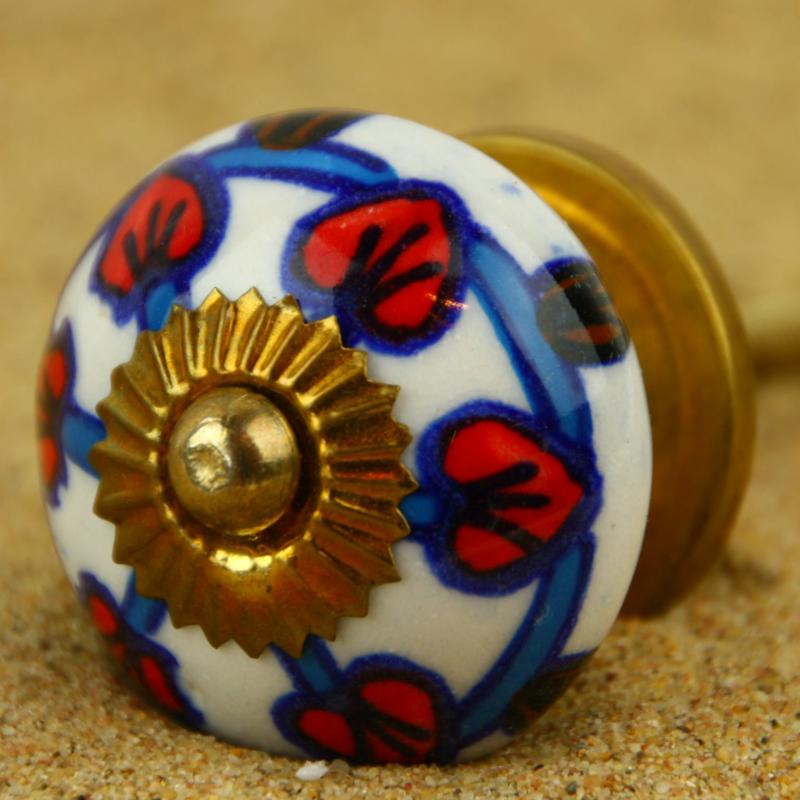 Keramik-Knauf rot-weiß