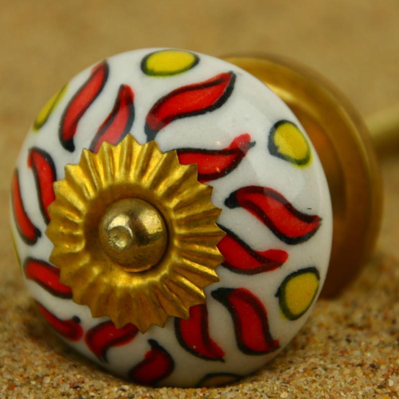 Keramik-Knauf rot-weiß