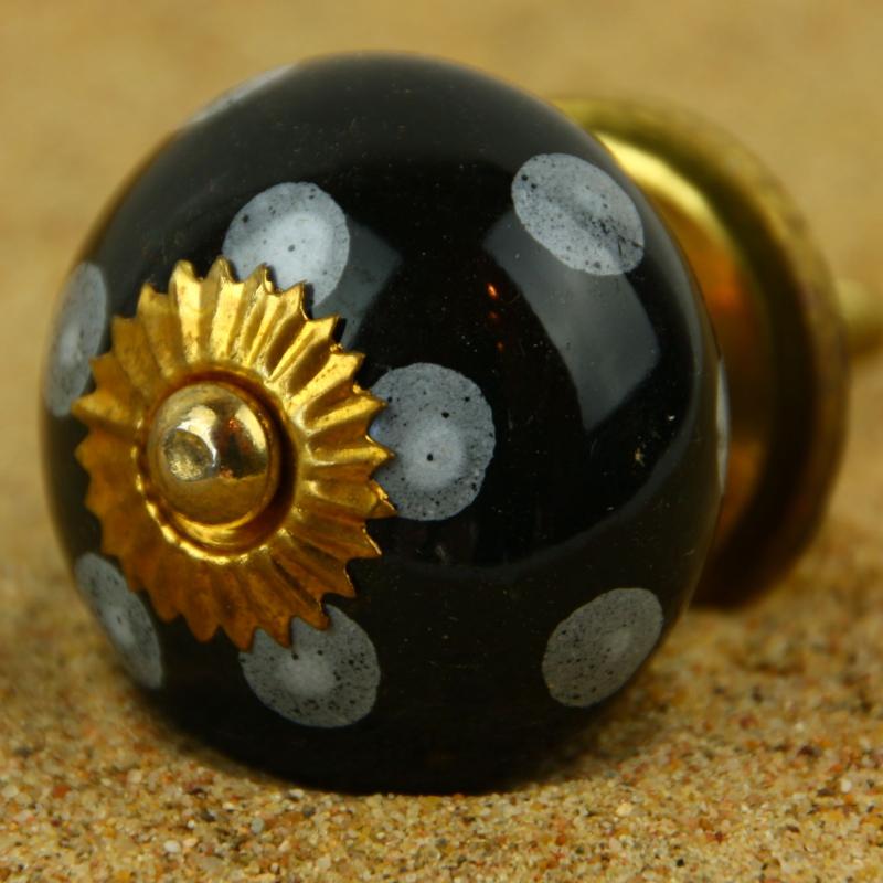 Keramik-Knauf schwarz-blau