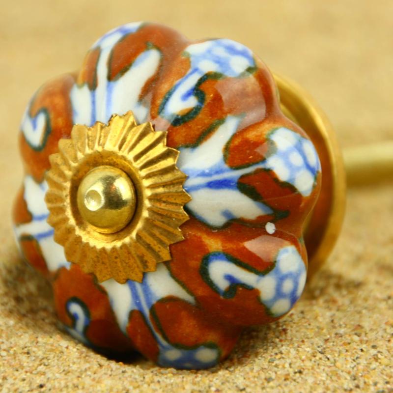 Keramik-Knauf weiß-braun