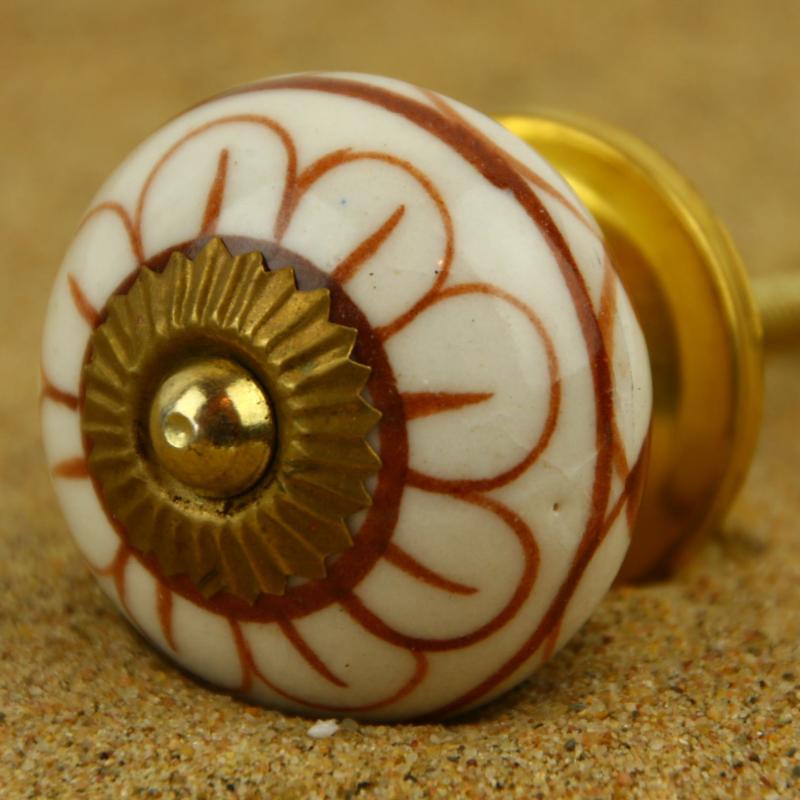 Keramik-Knauf weiß-gold