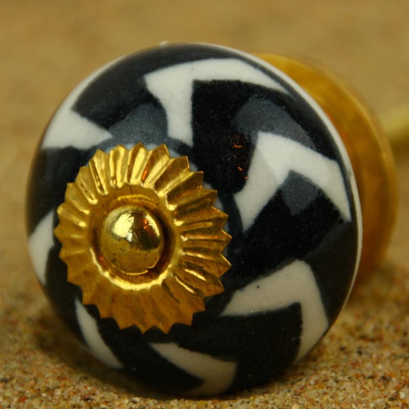 Keramik-Knauf weiß-schwarz