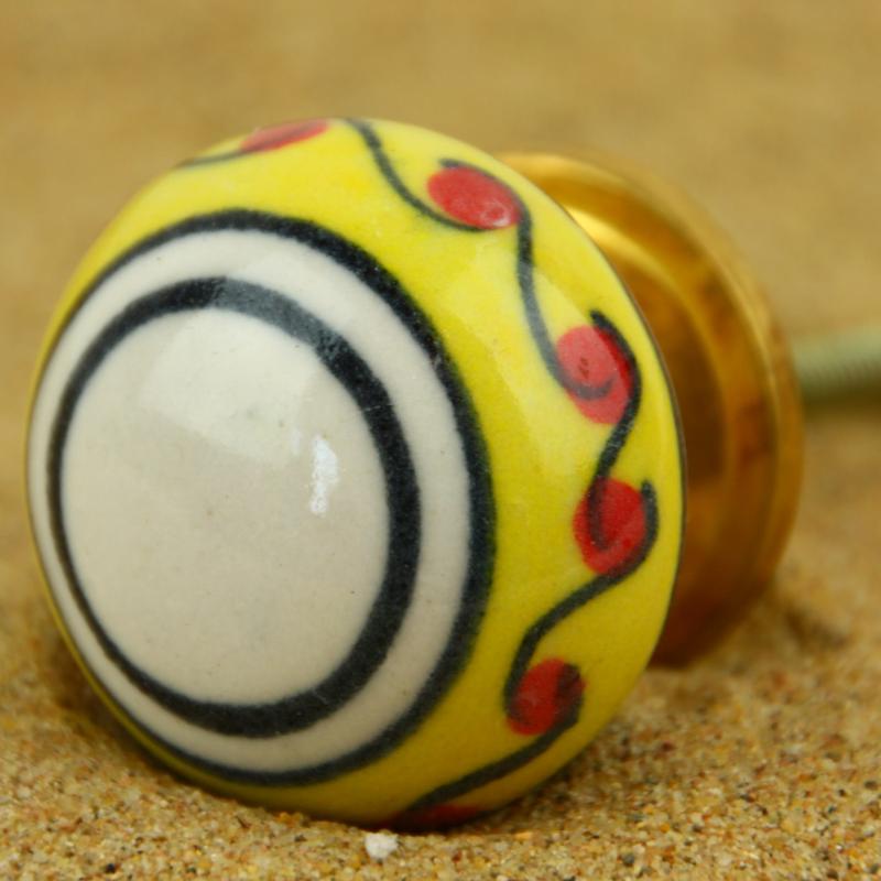 Keramik-Knauf gelb-bunt