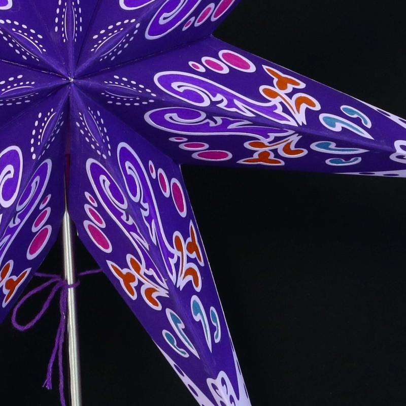 Pagodashop - Purple Curves Tricolor - Faltbarer Leuchtstern, Weihnachtsstern  aus Papier mit 7 Zacken, 60 cm