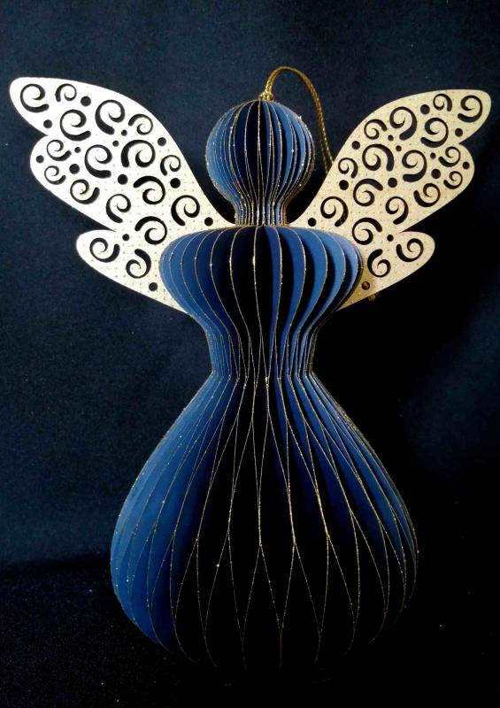 Wabenengel - Dekohänger  blau/gold 15 cm