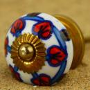 Keramik-Knauf rot-weiß