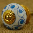 Keramik-Knauf weiß-blau