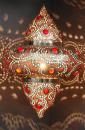 Hängelampe "JUWEL" red Metall silverplated H 87 x B 55 cm with red Glasstones