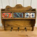 Wall shelf towel rack with hand-painted ceramic drawers, country style