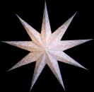 MYRA white/Silverprint  - Foldable glowing star, paper poinsettia with 9 points, 60 cm